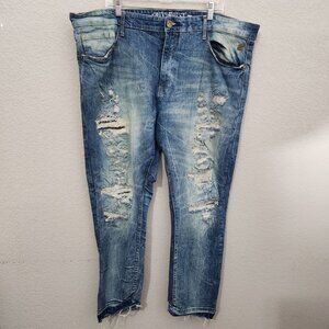 Grindhouse Demin Jeans Mens Size 44 Distressed Blue Jeans Relaxed Fit Denim Casu